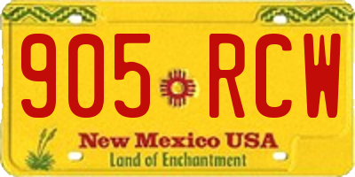 NM license plate 905RCW