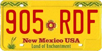 NM license plate 905RDF