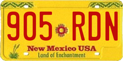 NM license plate 905RDN