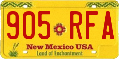 NM license plate 905RFA