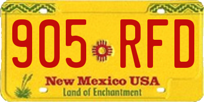 NM license plate 905RFD