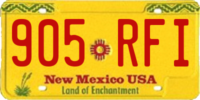 NM license plate 905RFI