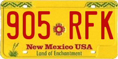 NM license plate 905RFK