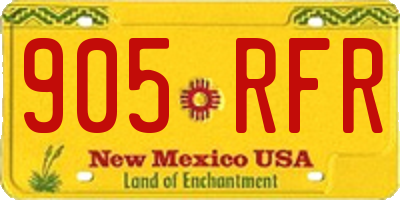 NM license plate 905RFR