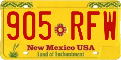 NM license plate 905RFW