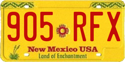 NM license plate 905RFX