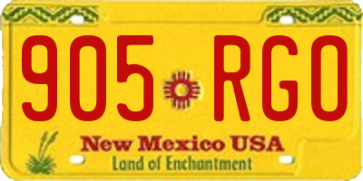 NM license plate 905RGO