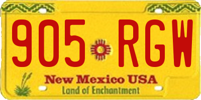 NM license plate 905RGW