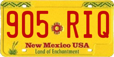 NM license plate 905RIQ