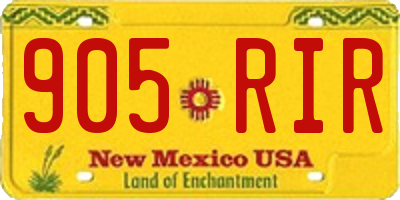 NM license plate 905RIR