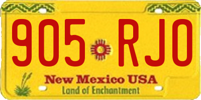 NM license plate 905RJO