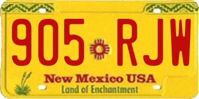 NM license plate 905RJW