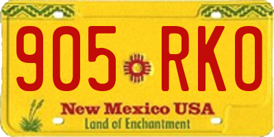 NM license plate 905RKO