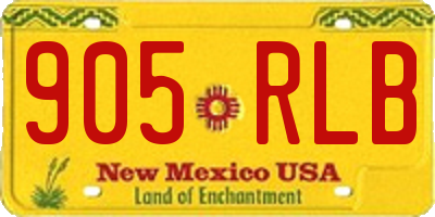 NM license plate 905RLB