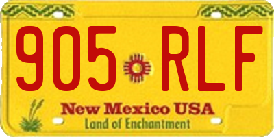 NM license plate 905RLF