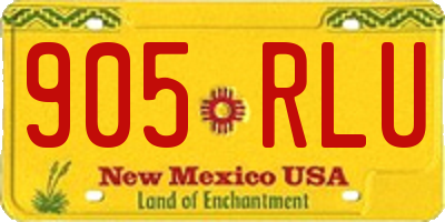 NM license plate 905RLU