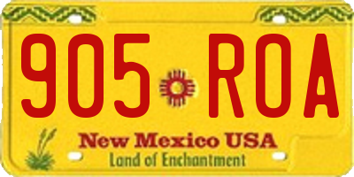 NM license plate 905ROA