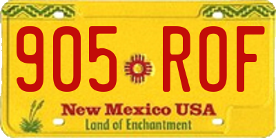 NM license plate 905ROF