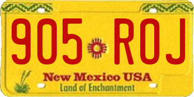 NM license plate 905ROJ
