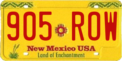 NM license plate 905ROW