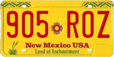 NM license plate 905ROZ
