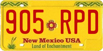 NM license plate 905RPD