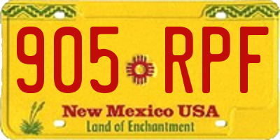 NM license plate 905RPF