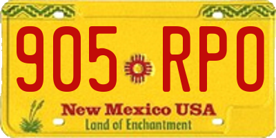 NM license plate 905RPO