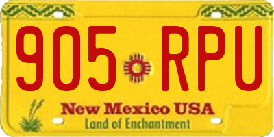 NM license plate 905RPU