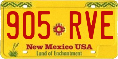 NM license plate 905RVE