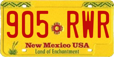 NM license plate 905RWR