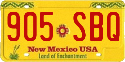 NM license plate 905SBQ