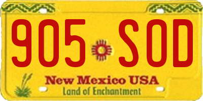 NM license plate 905SOD