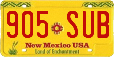 NM license plate 905SUB