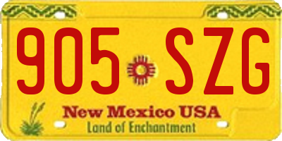 NM license plate 905SZG