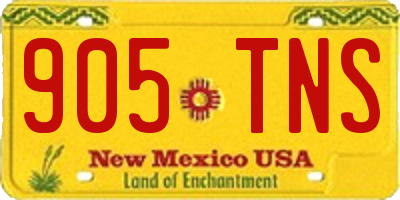 NM license plate 905TNS