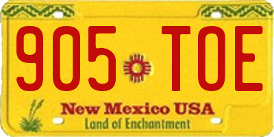 NM license plate 905TOE