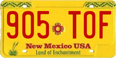 NM license plate 905TOF