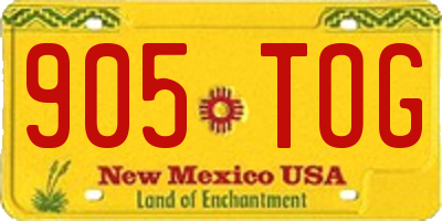 NM license plate 905TOG