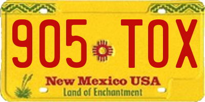 NM license plate 905TOX