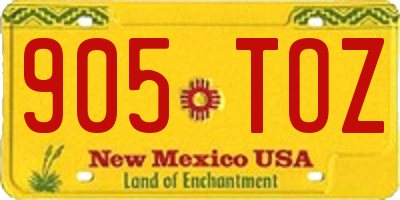 NM license plate 905TOZ