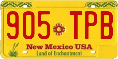 NM license plate 905TPB
