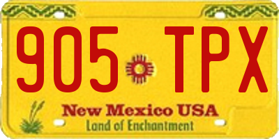 NM license plate 905TPX