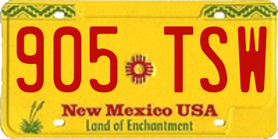 NM license plate 905TSW