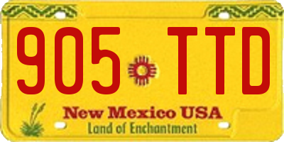 NM license plate 905TTD