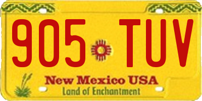 NM license plate 905TUV