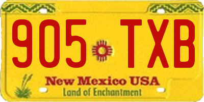 NM license plate 905TXB
