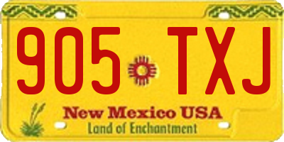 NM license plate 905TXJ