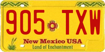 NM license plate 905TXW