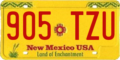 NM license plate 905TZU